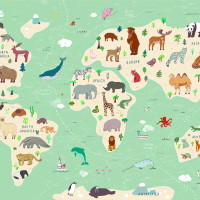Children's world map Panoramic wallpaper