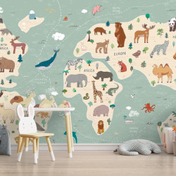 Children's world map Panoramic wallpaper