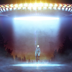 Alien Flying Saucer Panoramic wallpaper