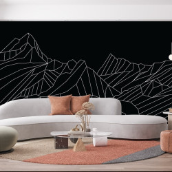 Geometric Mountain White Panoramic wallpaper