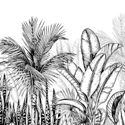 Jungle Black and White 4 Panoramic Wallpaper