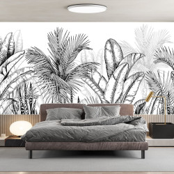 Jungle Black and White 4 Panoramic Wallpaper