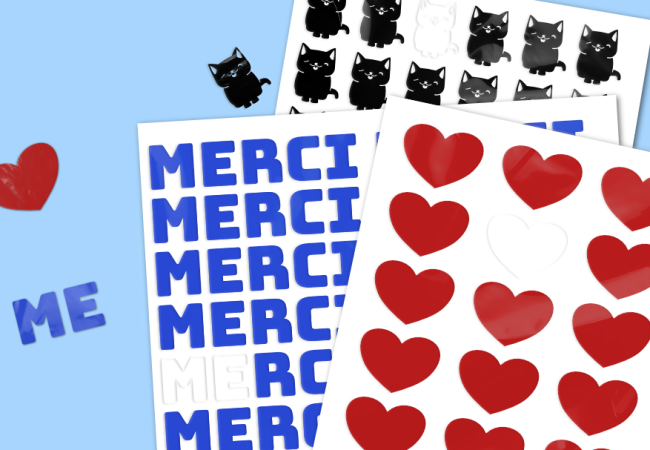 Sheet of custom adhesive vinyl stickers